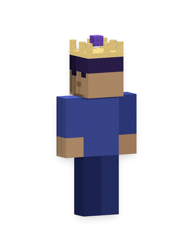 A character wearing a glowing crown