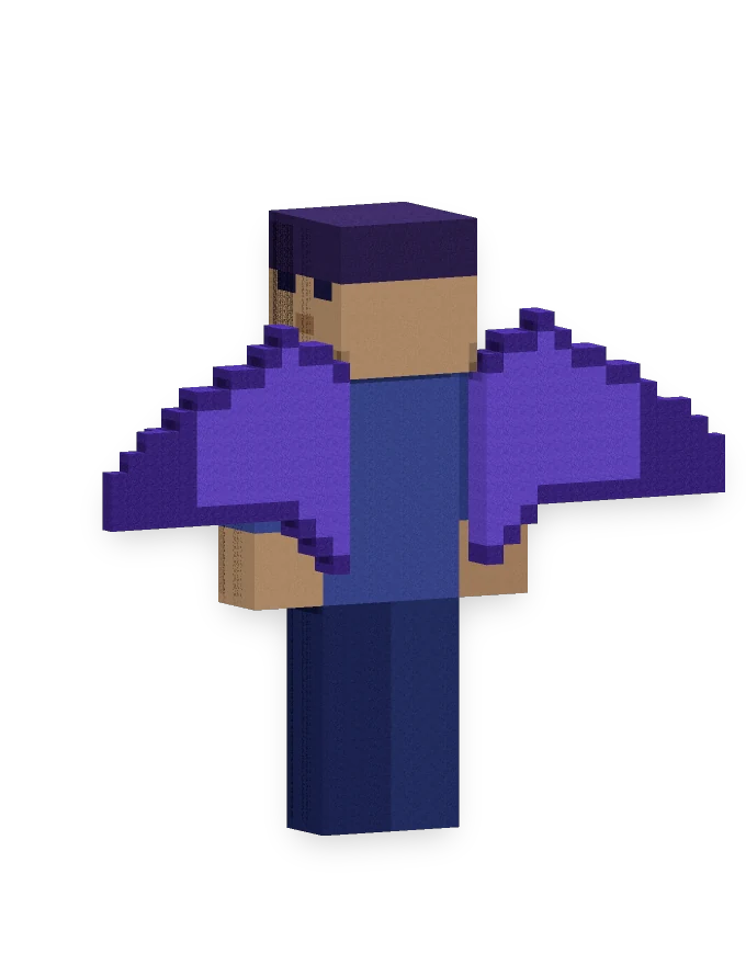 A character with spread blocky wings